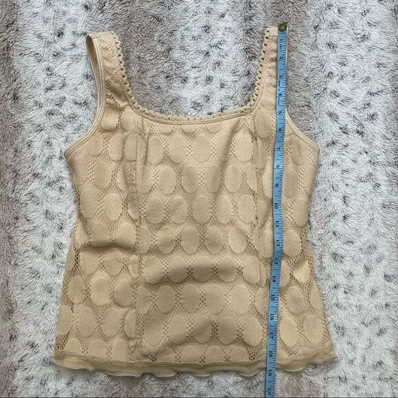 [s] Laura Petite | Vintage Lacey Boho Scoop Neck Tank Top In Custard Beige - Picture 4 of 7